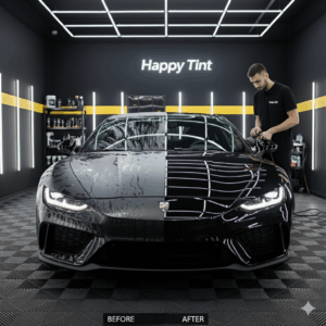 polish auto profesional înainte și după capotă Happy Tint
